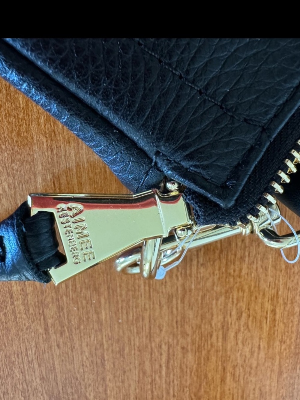 Aimee Kestenberg Madrid Double Zip Black Leather Gold Hardware Crossbody Bag NWT - Picture 6 of 15